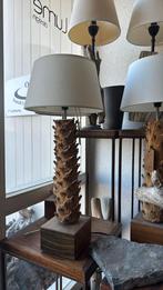 Lamp palmhout, tafellamp palmhout, Huis en Inrichting, Lampen | Tafellampen, Ophalen of Verzenden, Nieuw, Minder dan 50 cm
