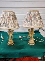 tafellampen met engel en gebloemde kapjes vintage, Huis en Inrichting, Lampen | Tafellampen, Ophalen of Verzenden, 'T Olde Gre-j
