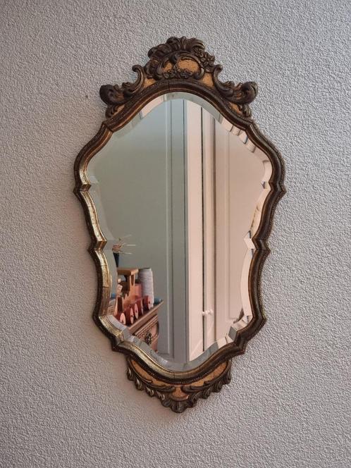 Barok Frans brocante spiegel goudkleurig lijst facetgeslepen, Huis en Inrichting, Woonaccessoires | Spiegels, Gebruikt, Minder dan 50 cm