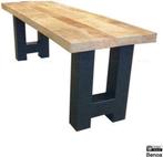 Zitmeubel Bench Mangohout + div. zwart stalen onderstel v.a., Ophalen of Verzenden, Nieuw, Zwart, Metaal