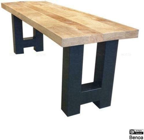 Zitmeubel Bench Mangohout + div. zwart stalen onderstel v.a., Huis en Inrichting, Stoelen, Nieuw, Hout, Metaal, Zwart, Ophalen of Verzenden
