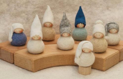 Jaarring steker Winter kabouter popje past in Grimms bv, Hobby en Vrije tijd, Vilt, Nieuw, Figuurtje(s), Wolvilt, Verzenden