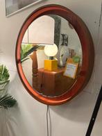 Vintage Deense ronde spiegel met verlichting 1960, Verzenden, Rond, X, 50 tot 75 cm