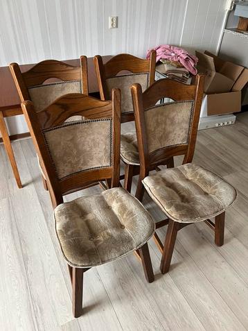 Gratis ophalen Donker Eiken Stoelen 4 Stuks Stof Hout Export beschikbaar voor biedingen