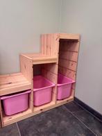 Trofast IKEA trapkast hout met 3 roze bakken, Kinderen en Baby's, Kinderkamer | Commodes en Kasten, Ophalen, Kast, Nieuw, 75 tot 100 cm
