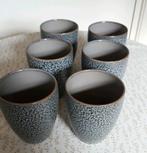 6 Stoere koffiebekers, grijs/bruin gewolkt, Ophalen of Verzenden, Zo goed als nieuw, Overige stijlen, Kop(pen) en/of Schotel(s)