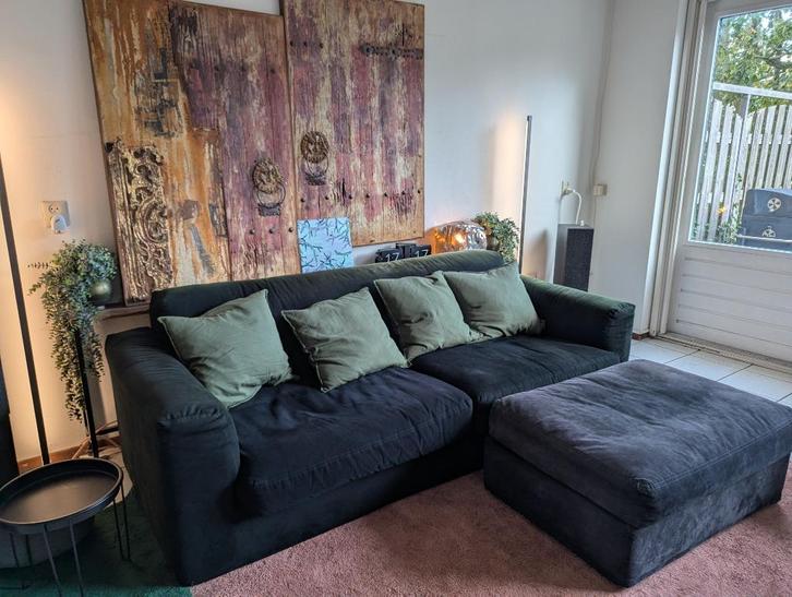 Gelderland 905 Illusion B3 met Poof - Zwart, Huis en Inrichting, Banken | Bankstellen, Gebruikt, Rechte bank, Driepersoons, 200 tot 250 cm