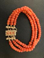 3 streng bloedkoraal gouden armband, Ophalen of Verzenden