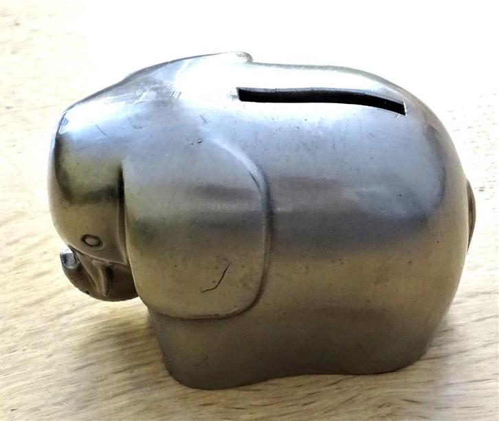 SPAARPOT OLIFANT IN RVS - 4de ITEM GRATIS, Verzamelen, Spaarpotten, Zo goed als nieuw, Dier, Metaal of Blik, Ophalen of Verzenden