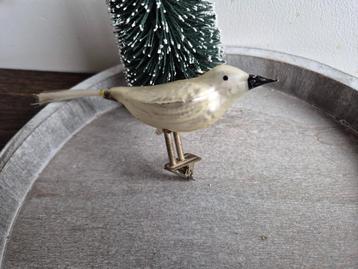 Vintage kerstbal vogel op clip mat zilver groot 543 beschikbaar voor biedingen