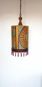 Hanglamp uniek handgemaakt Afrikaans vintage leer franje, Rond, Ophalen of Verzenden, Overige kleuren, Barok Bohemian  Avantgarde Artdeco klassiek vintage eclectisch