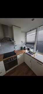 Crème hoekkeuken met houten blad (excl kookplaat en kraan), Ophalen, Gebruikt, Hoekkeuken, Hout