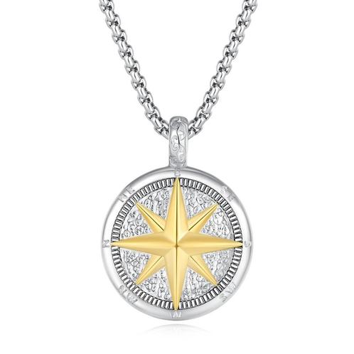 Herenketting met Kompas Hanger – Zilverkleurige Stalen, Sieraden, Tassen en Uiterlijk, Kettingen, Nieuw, Overige materialen, Zilver