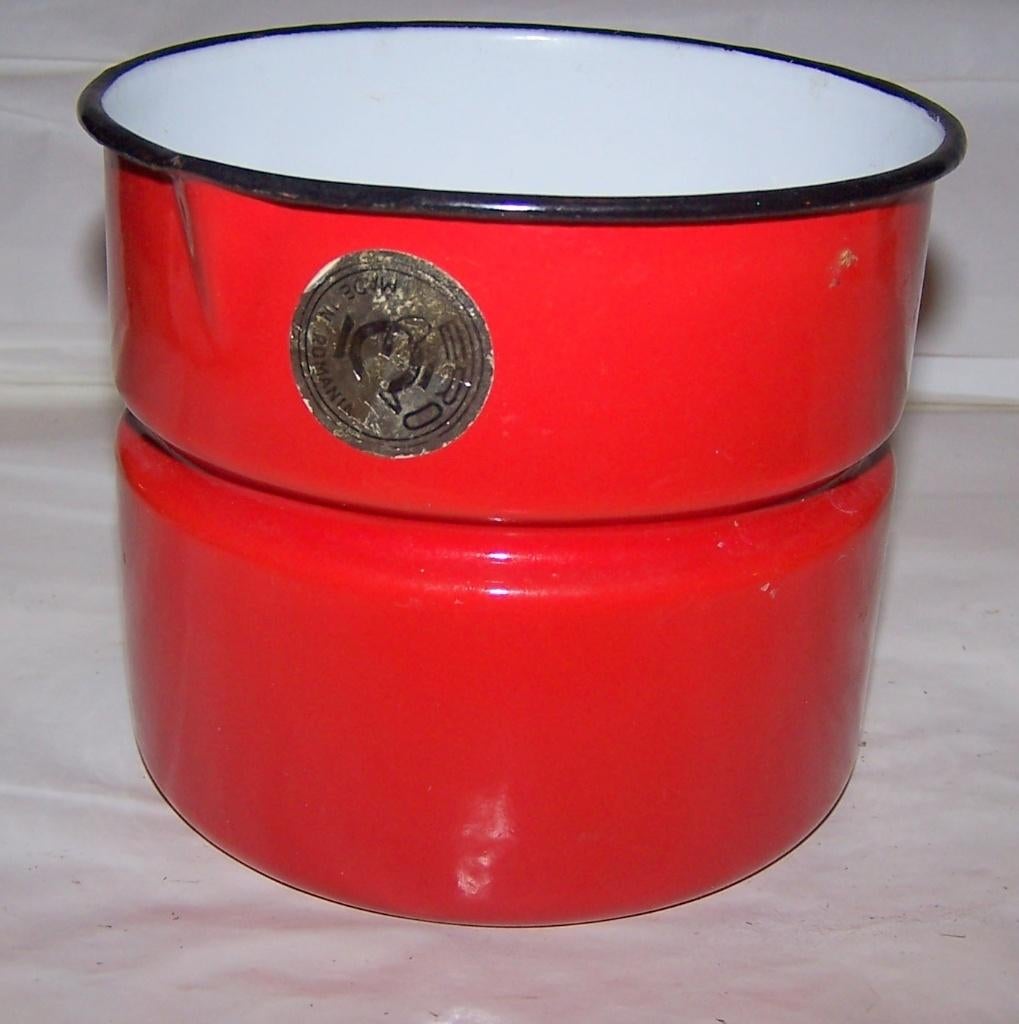 Vintage Ero Roemenië rode emaille (melk)kan. Izgs., Ophalen of Verzenden