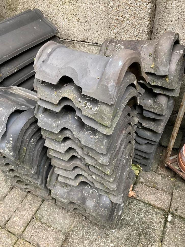 Knikpannen - blauw gesmoord - kruispan, Doe-het-zelf en Verbouw, Dakpannen en Dakbedekking, Gebruikt, Dakpannen, Steen of Klei