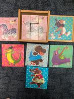 Oude blok puzzel, Kinderen en Baby's, Speelgoed | Kinderpuzzels, Gebruikt, Ophalen of Verzenden, Van hout, 4 tot 6 jaar