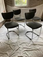 4 Originele Vintage Chroom De Wit 2011 Stoelen Donkergrijs, Huis en Inrichting, Stoelen, Ophalen, Gebruikt, Metaal, Vier