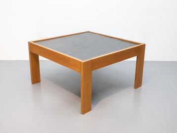 Vintage salontafel | Leisteen | Eiken frame  beschikbaar voor biedingen