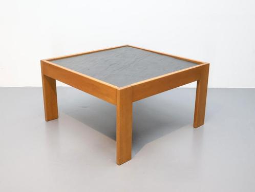 Vintage salontafel | Leisteen | Eiken frame, Huis en Inrichting, Tafels | Salontafels, Gebruikt, Minder dan 50 cm, 50 tot 100 cm