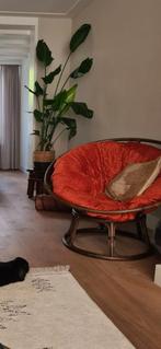 Rotan papasan stoel terracotta of beige kussen. Loungestoel, Huis en Inrichting, Fauteuils, Ophalen, Gebruikt, 100 tot 125 cm