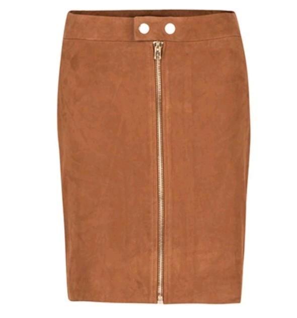 DANTE 6 suede rok met deelbare rits maat 2 (36 - 38), Kleding | Dames, Rokken, Zo goed als nieuw, Maat 36 (S), Bruin, Boven de knie