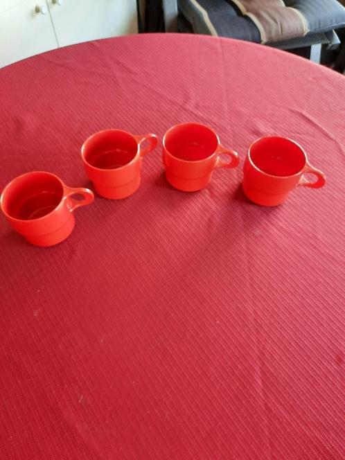 Camping Koffie kopjes met oor 4 stuks, Caravans en Kamperen, Kampeeraccessoires, Gebruikt, Ophalen of Verzenden