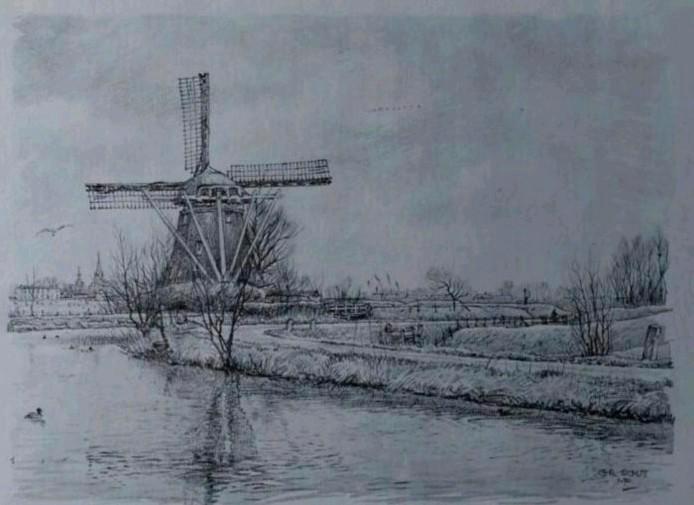 Abcoude - ... "Molen Oostzijdsch" ... -, Antiek en Kunst, Kunst | Tekeningen en Foto's, Ophalen of Verzenden