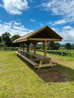 Tuintafel met afdak Picknicktafel met overkapping, Nieuw, Ophalen of Verzenden, Hout, Vierkant