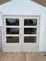 Dubbel ioenslaande deuren can hardhout, Ophalen, 120 cm of meer, 215 cm of meer, Glas