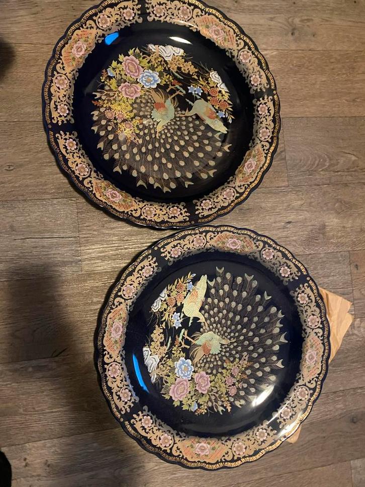 Vintage Borden met Pauw Decoratie, Antiek en Kunst, Antiek | Schalen, Ophalen of Verzenden