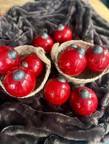 Kerstballen rood van glas craquelé PTMD beschikbaar voor biedingen