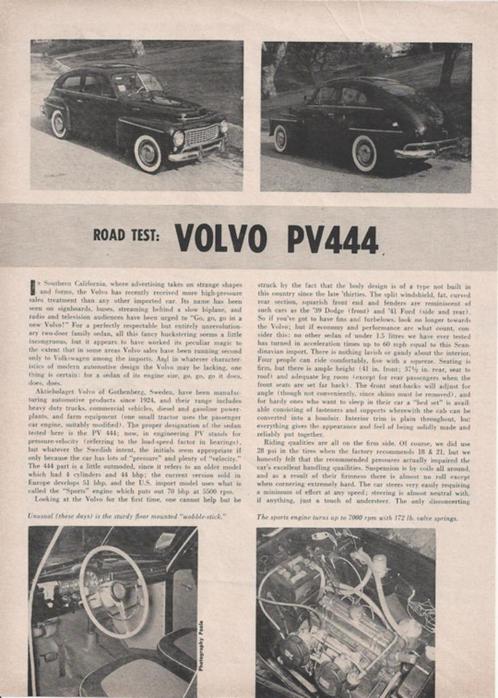 Volvo PV444 K-serie road test Road & Track 129 katterug PV, Boeken, Auto's | Folders en Tijdschriften, Zo goed als nieuw, Volvo
