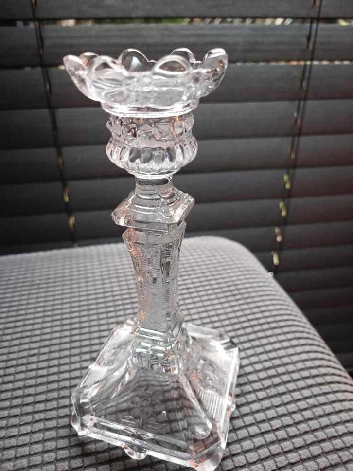 Antieke Franse geperste Kandelaar Portieux-Vallerysthal, Antiek en Kunst, Antiek | Glas en Kristal, Ophalen of Verzenden