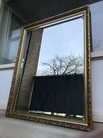 Zware gouden barok spiegel, houten lijst (facet geslepen), 100 tot 150 cm, Rechthoekig, Zo goed als nieuw, 100 tot 125 cm