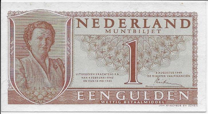 1 gulden 1948 'Juliana' Prachtig, Postzegels en Munten, Bankbiljetten | Nederland, Los biljet, 1 gulden, Ophalen of Verzenden