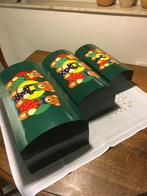 3 Kisten in elkaar passend. Groen met Beren decoratie. Hout., Ophalen of Verzenden, Zo goed als nieuw, Minder dan 50 cm