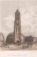 De Groote Kerk te Delft Litho Jan Weissenbruch ca. 1850, Antiek en Kunst, Kunst | Etsen en Gravures, Ophalen of Verzenden