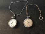 2 Antieke zakhorloge’s + ketting Junghans Chronometre Suisse, Ophalen of Verzenden, Staal, Overige merken, Met ketting