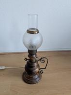 Vintage Tafellamp met glazen Kap - 47cm, Ophalen of Verzenden