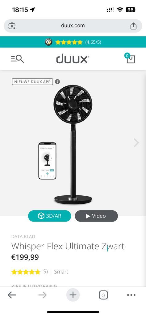 2 stuks - Statiefventilator Duux whisper flex ultimate, Witgoed en Apparatuur, Ventilatoren, Nieuw, Statiefventilator, Ventilator met afstandsbediening