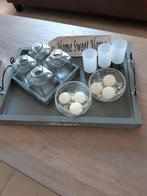 Home decoratie dienblad grijs+ zwart metalen handgrepen., Huis en Inrichting, Woonaccessoires | Dienbladen, Ophalen of Verzenden