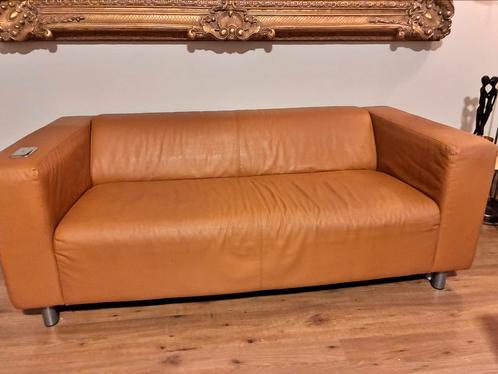Bank voor 3 personen - cognac kleur, Huis en Inrichting, Banken | Bankstellen, Gebruikt, Rechte bank, Driepersoons, 150 tot 200 cm