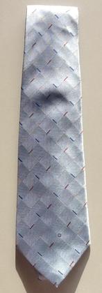 Lichtblauwe stropdas met streepjes (half zijde), Gedragen, Met patroon, Blauw, Ophalen of Verzenden