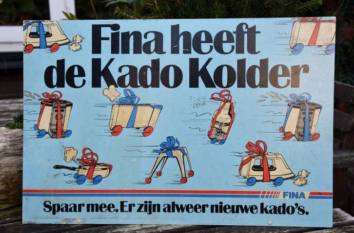 Vintage Reclame Bord  FINA, Verzamelen, Merken en Reclamevoorwerpen, Gebruikt, Reclamebord, Ophalen