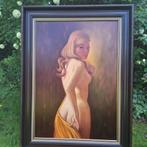 Vintage groot olieverf vrouwelijk naakt Hub van Winkel, Antiek en Kunst, Ophalen