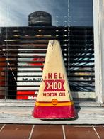 Vintage Shell X-100 Motor Oil Triangel blik, Verzamelen, Merken en Reclamevoorwerpen, Gebruikt, Gebruiksvoorwerp, ., Ophalen of Verzenden