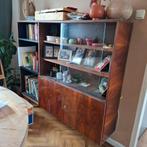 Vintage kast wandkast wandmeubel met vitrine jaren 50 60, Antiek en Kunst, Antiek | Meubels | Kasten, Ophalen