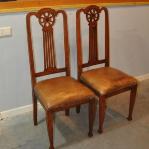 Art Deco schapenleren ROZET stoelen 2 stuks, Antiek en Kunst, Antiek | Meubels | Stoelen en Banken, Ophalen