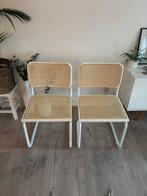 Twee witte buisframe webbing stoelen Marcel Breuer Thonet, Ophalen, Zo goed als nieuw, Wit, Twee
