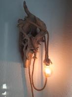 Mooie houten stronk wandlamp, Ophalen, Zo goed als nieuw